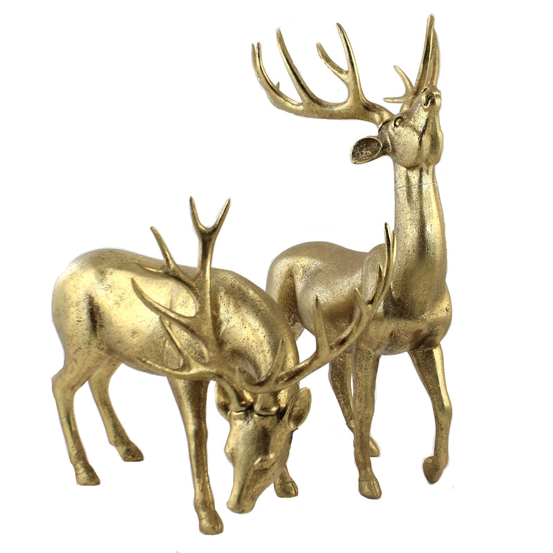 Christmas Golden Christmas Deer Polyresin Head Up Head Down 134469