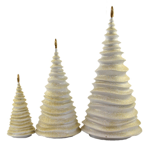 Christmas White Frosting Trees Gold Star - - SBKGifts.com