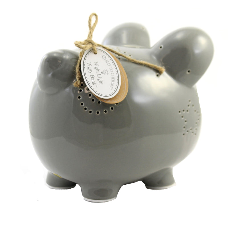Child To Cherish Grey Night Light Piggy Bank - - SBKGifts.com