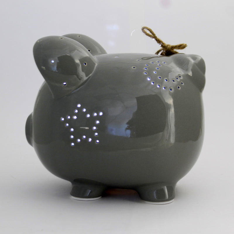 Child To Cherish Grey Night Light Piggy Bank - - SBKGifts.com