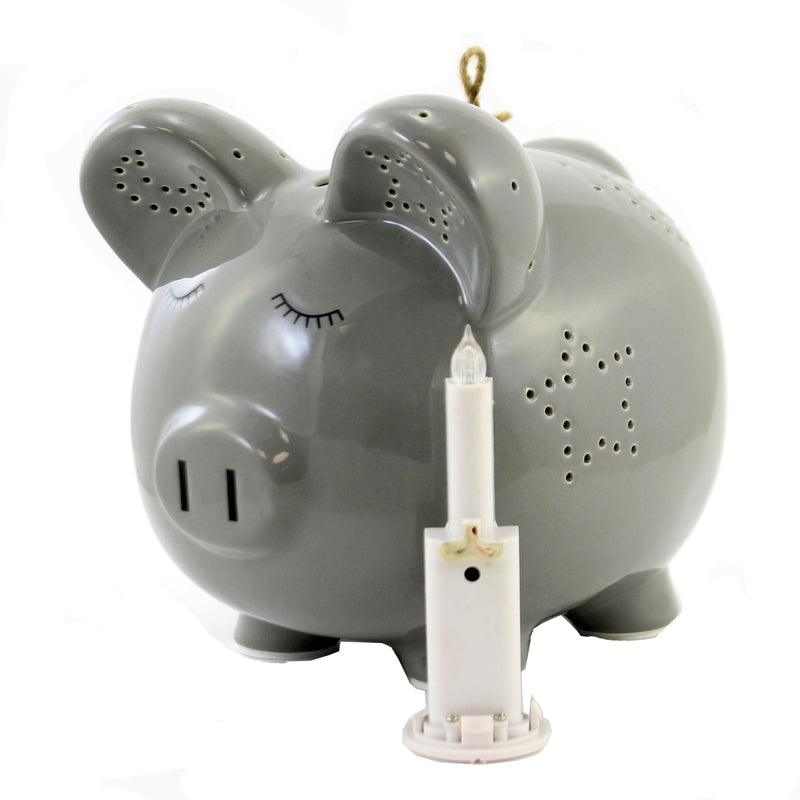 Child To Cherish Grey Night Light Piggy Bank - - SBKGifts.com