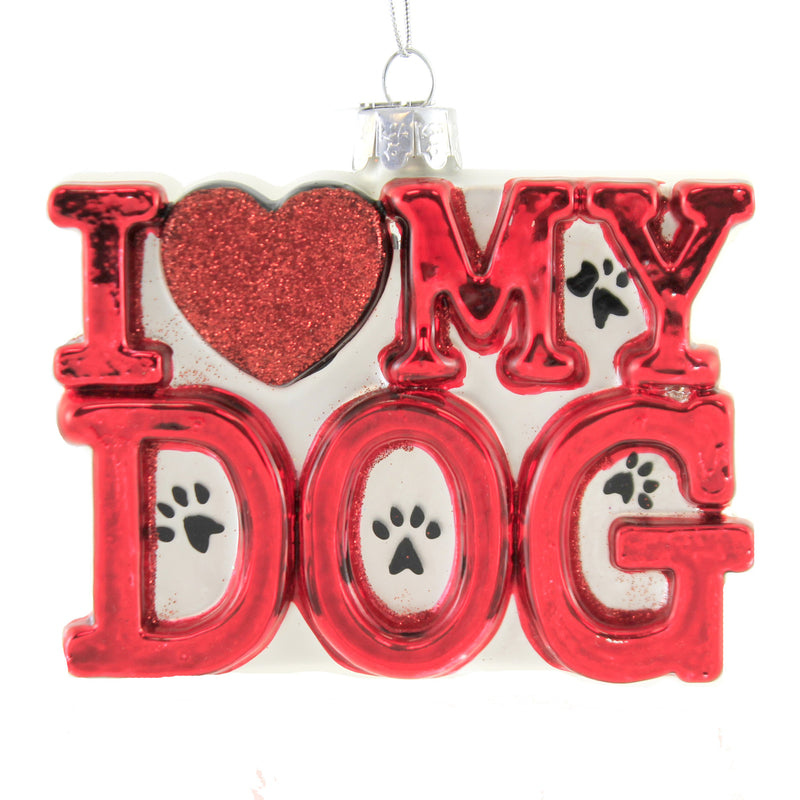 I Love My Dog - One Ornament 4 Inch, Glass - Puppy Bark Pet Man Best Friend C7576 (51036)