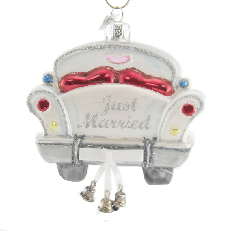 Kurt S. Adler Just Married Love Car - One Ornament 4 Inch, Glass - Newlyweds Marriage Bride Groom Nb1540 (51043)
