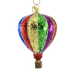 Rainbow Hot Air Ballon - One Ornament 3.5 Inch, Glass - Float Pride Striped Glitter Nb1526 (51044)