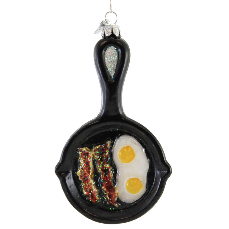 Frying Pan - One Ornament 5.5 Inch, Glass - Bacon Eggs Breakfast Skillet Nb0813 (51053)