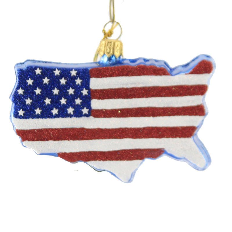 Holiday Ornament Flag Striped Usa Glass Patriotic 4Th July America 1612P (51091)