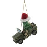 Holiday Ornament Marines Military Vehicle Polyresin Jeep Tree Santa Hat Mc2193 (51193)