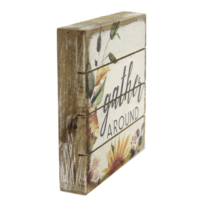 Fall Gather Round Block Sign - - SBKGifts.com