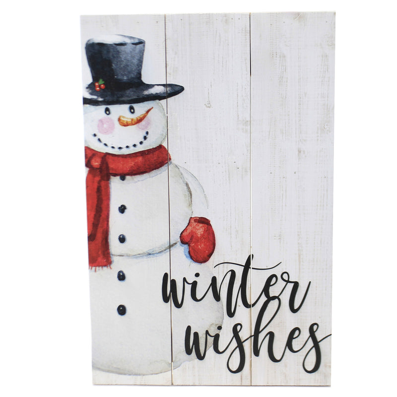 Christmas Winter Wishes Wall Art Wood Snowman Farmhouse Hang Holiday Rus1275