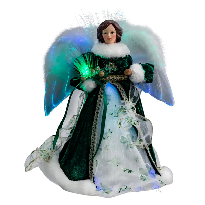 Tree Topper Finial Irish Angel Tree Topper Fabric Fiber Optic Electric Ul1075