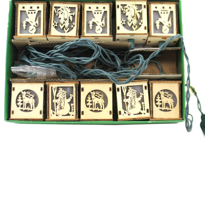 Christmas Wood Lantern Novelty Lights - - SBKGifts.com