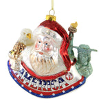 American International Santa - One Ornament 5.5 Inch, Glass - Eagle Red White Blue Td1707 (51298)