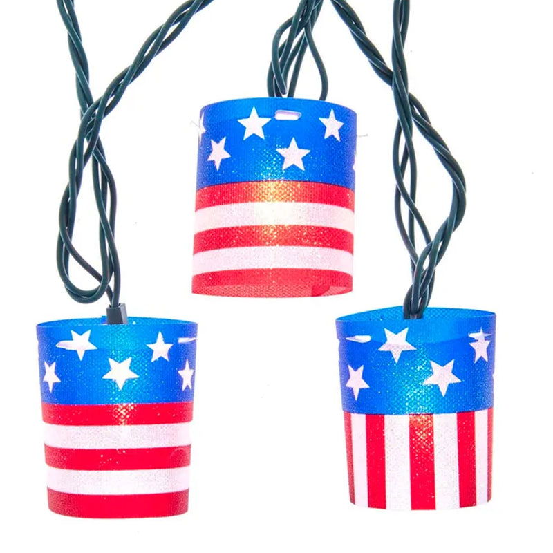 Patriotic American Flag Tube Light Set Plastic Stars Stripes Christmas Ul5028 (51305)