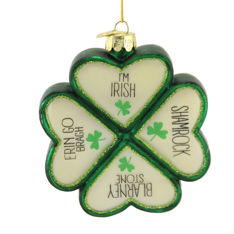 Shamrock With Saying - One Ornament 3.75 Inch, Glass - Lucky  Irish Nbx0014 (51308)