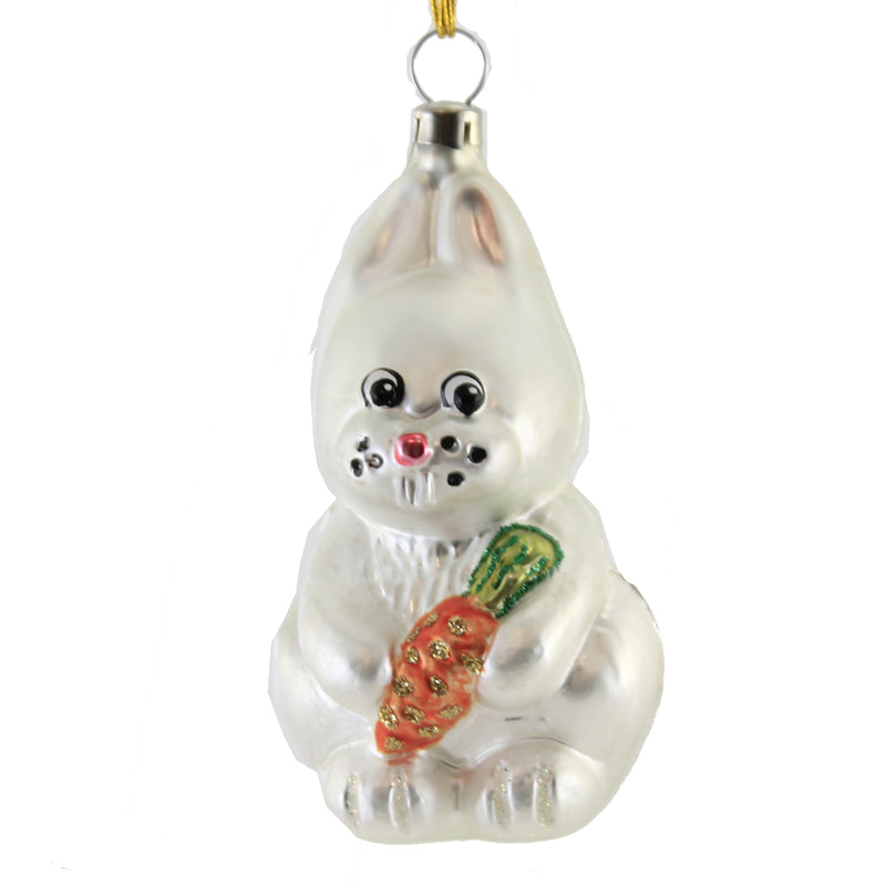 Holiday Ornament Bunny Holding Carrott Glass Rabbit Easter Christmas Of17224 (51320)