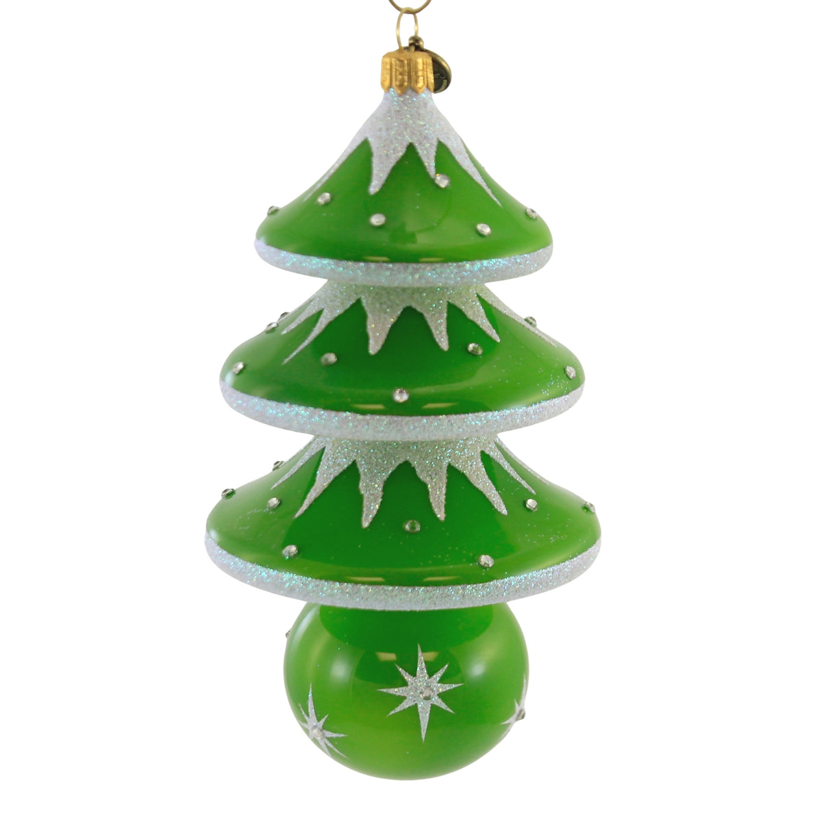 Magic Tree Ball Drop 6.25In Christmas Tree Drop On A Ball.., Glass, Ornament Green White ...