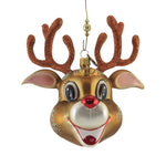 Blu Bom Clarence Glass Ornament Reindeer Red Nose 19008. (51347)