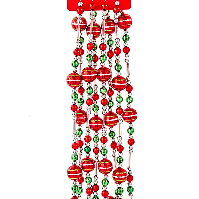Christmas Red Ball Garland Plastic Silver Green Gold H7568