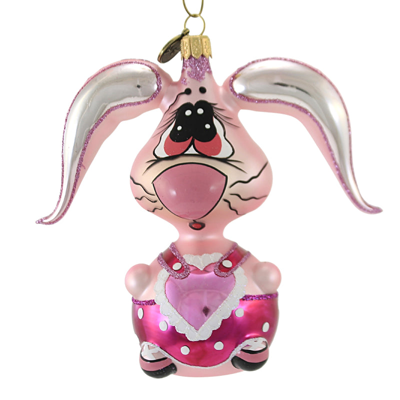 Lop Eared Pink Momma Bunny - 1 Glass Ornament 5.25 Inch, Glass - Ornament Mom Mother Rabbit 19011 (51373)