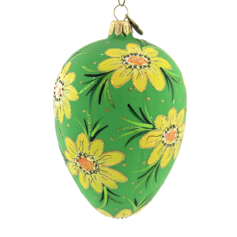 Blu Bom Egg W/ Yellow Spring Flowers Ornament Easter Floral Spring 18023 Blu (51374)