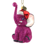 Fuchsia Pink Glittered Elephant - 1 Glass Ornament 5 Inch, Glass - Ornament Baby 1St Christmas 19022 Blu (51376)