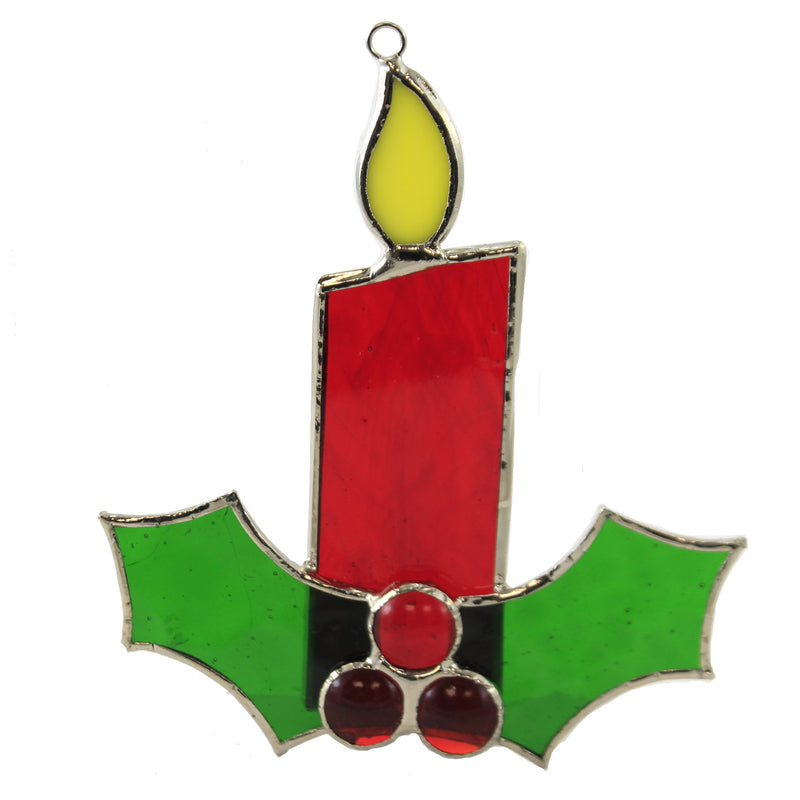 Gift Essentials Red Candle Suncatcher - One Sun Catcher 5.75 Inch, Glass - Hand Crafted Stain Glass Ge244 (51396)