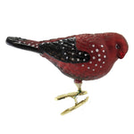 Strawberry Finch Clip-On - One Ornament 3.5 Inch, Glass - Colorful Plumage 18134. (51416)
