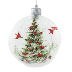 Holiday Ornament Cardinals On Tree Disk Glass Led Lighted  Christmas Mx177513 (51454)