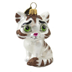 Blu Bom Brown Striped Cat Ornament Glass Kitten Pet Feline Meow 18037