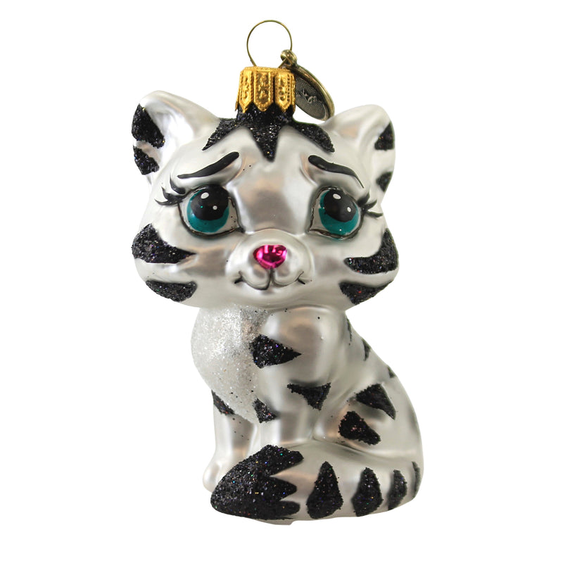 Blu Bom Black Striped Cat Ornament Glass Kitten Pet Feline Meow 180361