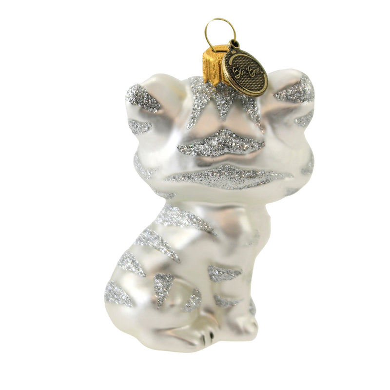 Blu Bom Silver Striped Cat Ornament - - SBKGifts.com