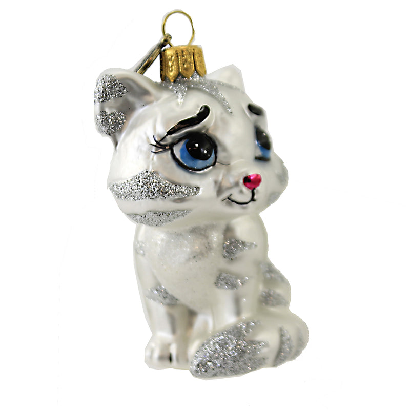 Blu Bom Silver Striped Cat Ornament - - SBKGifts.com