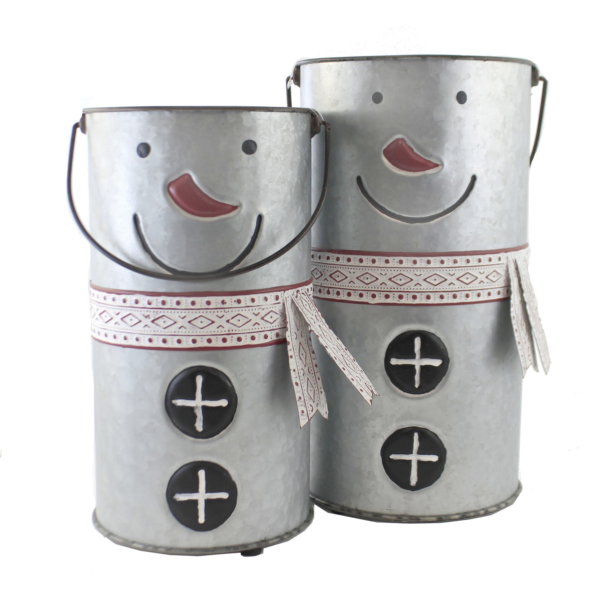 (51470) Galvanized Snowman Planters
