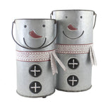 Christmas Galvanized Snowman Planters Metal Red Accents Nose Cb173750 (51470)