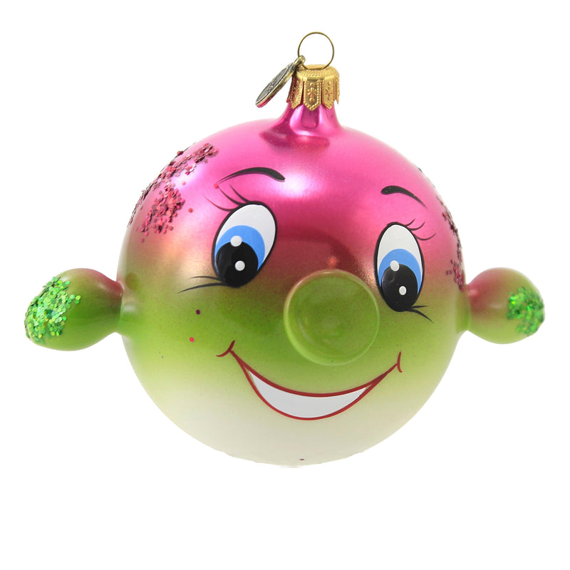 Pinky Smiling Fish - 1 Glass Ornament 4.5 Inch, Glass - Christmas Ornament Swim 19032. (51484)