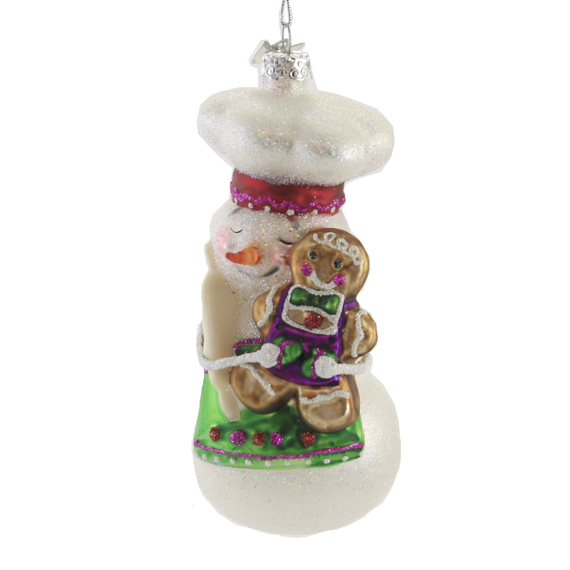 Noble Gems Snowman W/Gingerbread Man Glass Baker Hat Holiday Nb1624