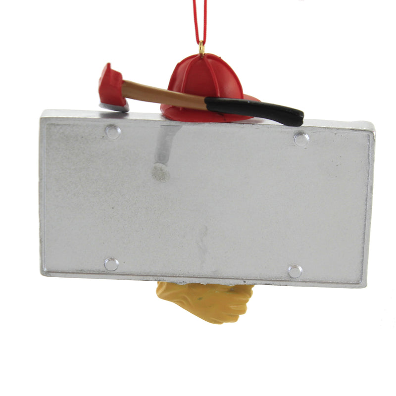 Holiday Ornament Firefighter Hero License Plate - - SBKGifts.com