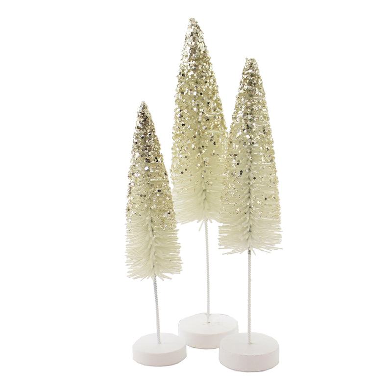 Christmas Platinum Bottle Brush Trees Plastic Glittered Flocked Lc9576 (51567)