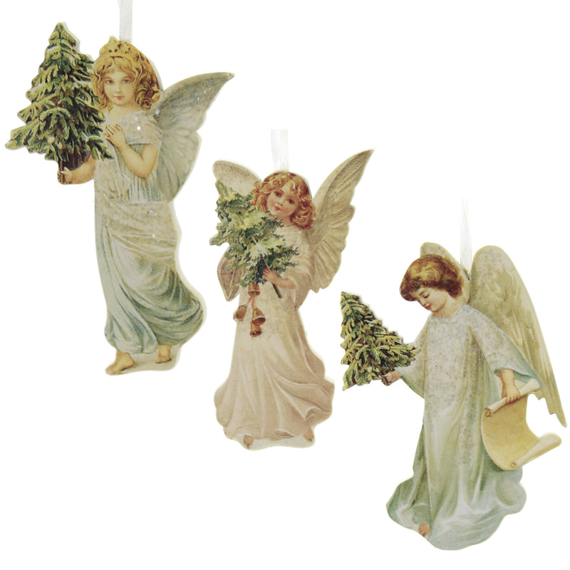 Holiday Ornament Angel With Tree Dummy Board Mdf Christmas Heavenly Rl9830