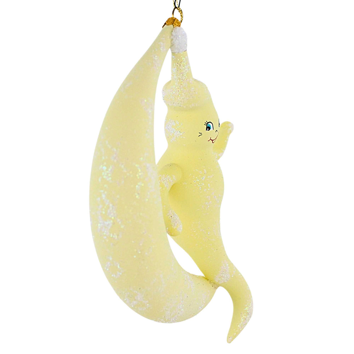 De Carlini Italian Ornaments Sitting On The Edge Of The Moon - - SBKGifts.com