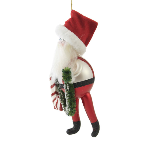 De Carlini Italian Ornaments Santa With Red / White Stocking - - SBKGifts.com