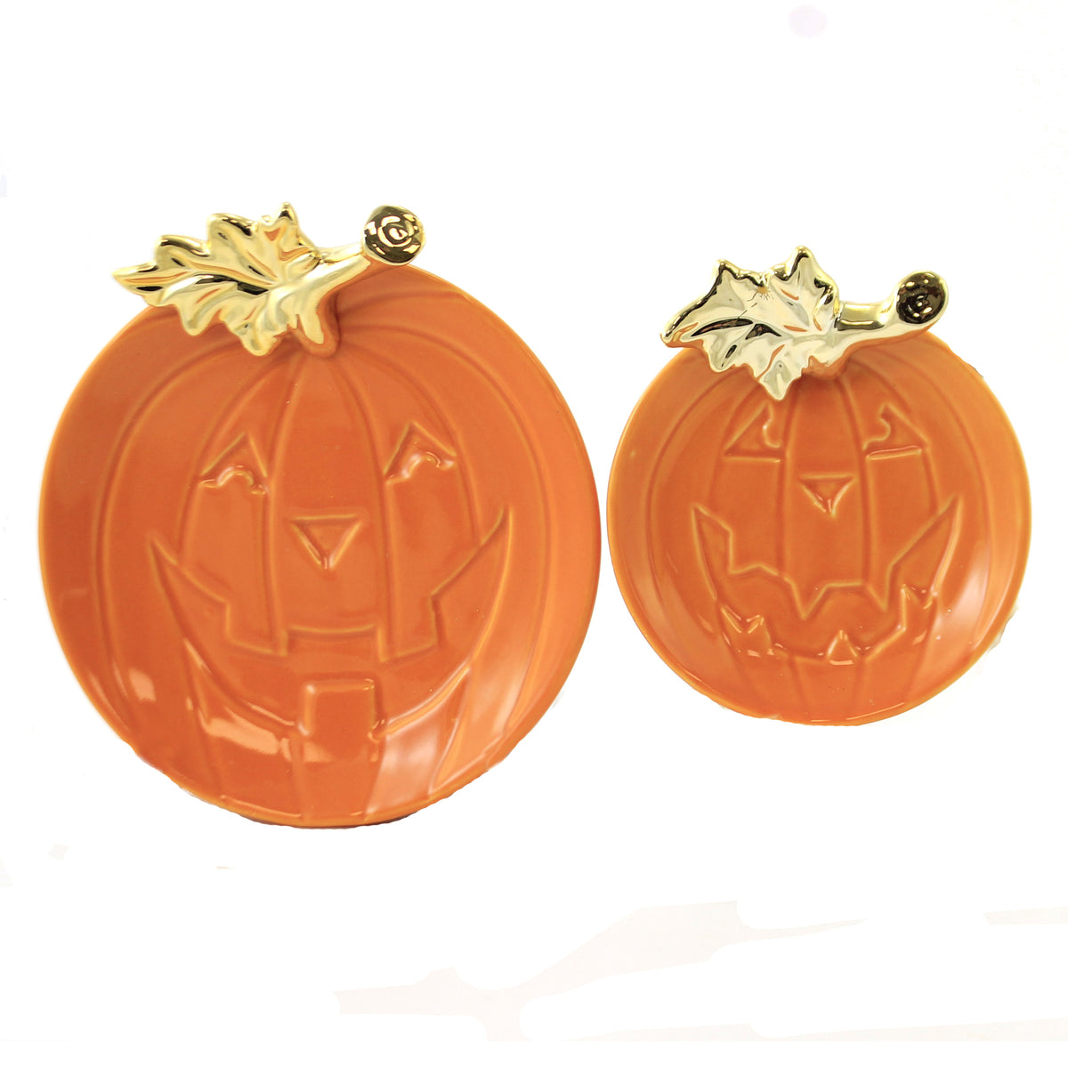 (51676) Pumpkin Plate With Leaf