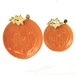 Tabletop Pumpkin Plate With Leaf Ceramic Set Of 2  Appetizer Halloween Em2016
