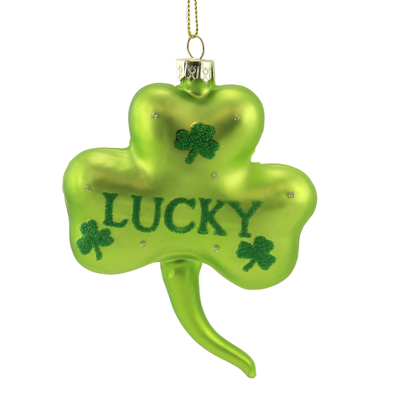 Lucky Shamrock Ornament - One Ornament 5 Inch, Glass - Irish St.Patricks Orn74176 (51686)