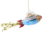Holiday Ornament Rocket Santa Ornament Glass Claus Space Christmas Tt0750
