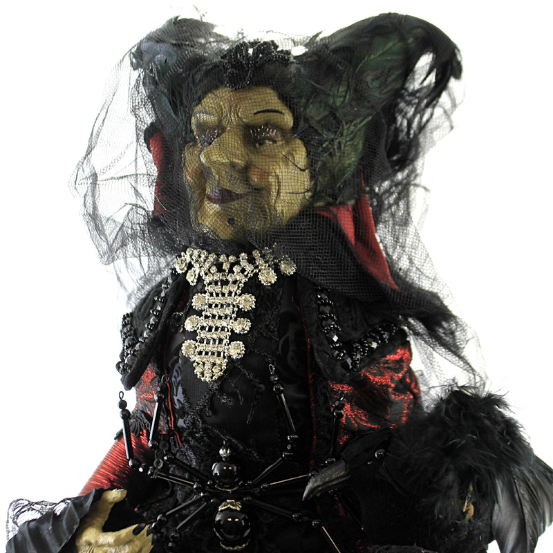 Halloween Black Widow Witch Polyresin Crow Spider Wart Ha2615