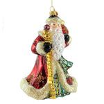Huras Santa W/ Glittered Beard Glass Ornament Christmas Snow Flake S881