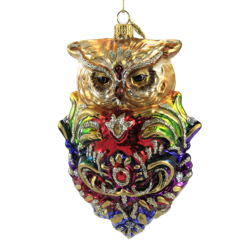 Huras Family Royal Owl - 1 Glass Ornament 6 Inch, Glass - Ornament Pride Rainbow Lgbtqi K857 (51898)
