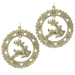 Holiday Ornament Deer In Wreath Set/2 Polyresin Glittered Gold 6004478