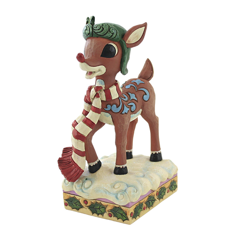 Jim Shore Rudolph In Aviator Hat/Scarf - - SBKGifts.com